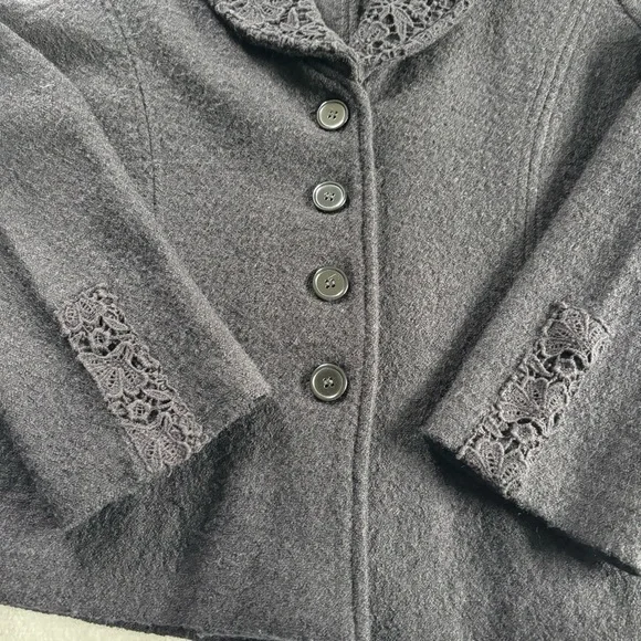 Cynthia Rowley Lace Collar Black Wool Jacket - Picture 11 of 12